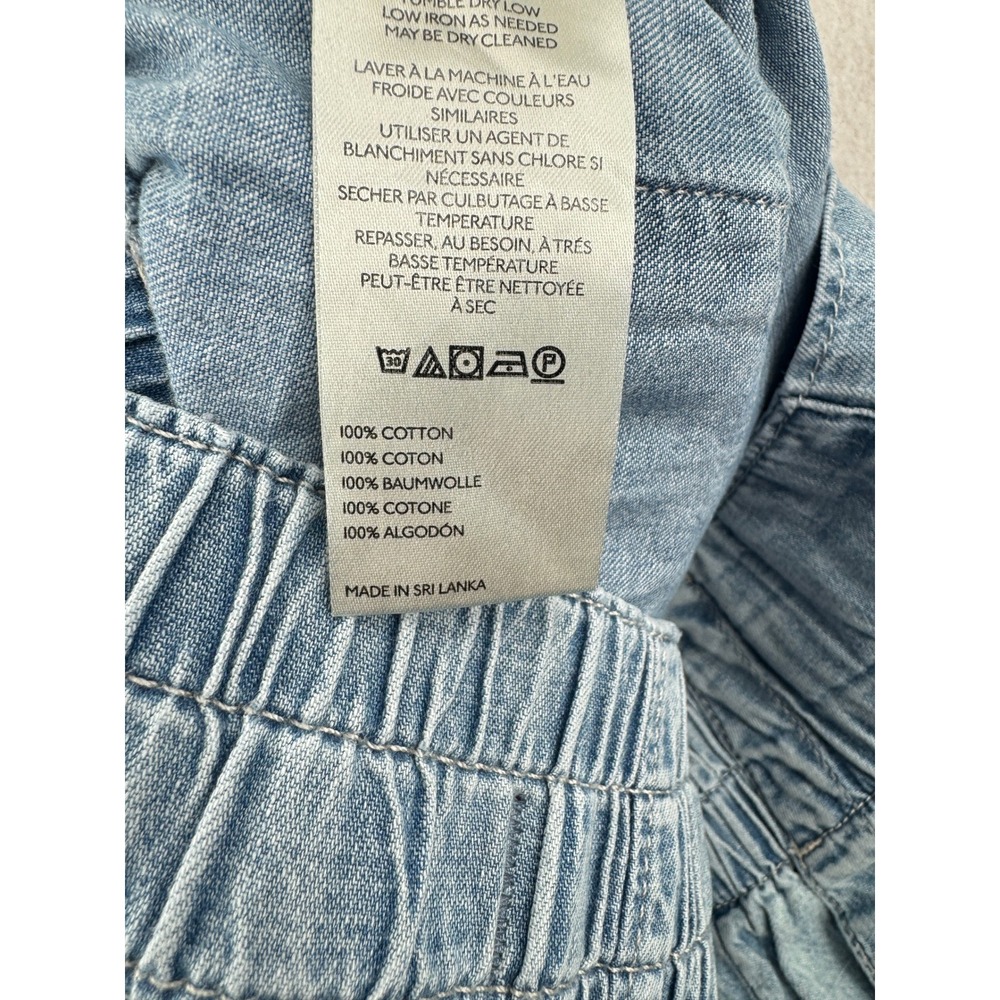 We The Free Breezy Pull On Pants Blue Denim Elastic Waist Boho Resort Women Med - Picture 4 of 11